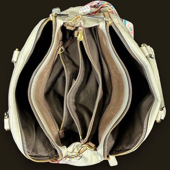 MIU MIU TWO WAY bowler satchel leather bag in bone color *custom* good cond 075H - Picture 4 of 11